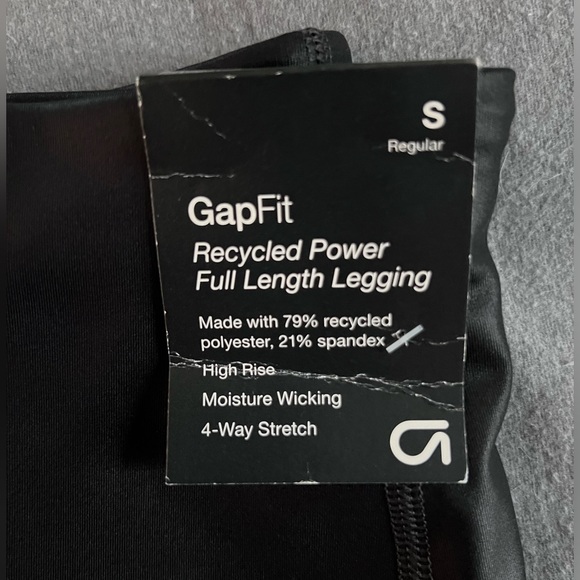 NWT GAP Fit Recycled Power Brushed Full-Length Leggings Faux-Leather finish_ Sm - Picture 2 of 6